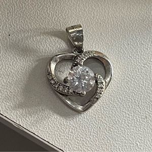 Cubic zirconia sterling silver heart pendant